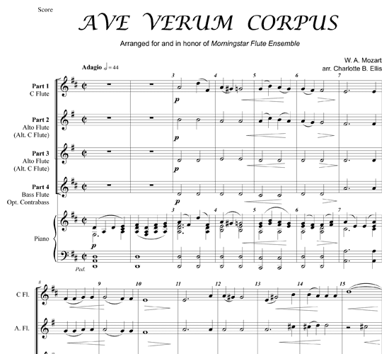 Ave Verum Corpus For Flute Quartet And Piano Download Sheet